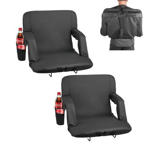 Stadium Seat, 6 Adjustable Angle Wide Bleacher Chair, 73.66mm Cushion Padded Stadium Seat with Armrest and Back Support, Stadiums Chair with Hook Cupholder for Picnics, Beach Sports, and Gaming