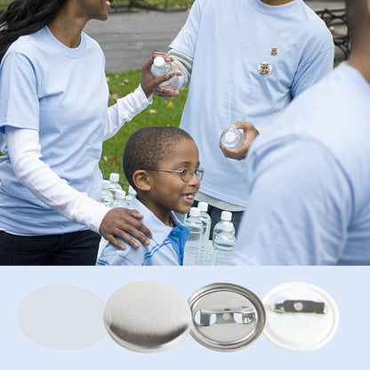 500 Sets mit 25 mm (1 Zoll) großen Anstecknadeln, DIY-Rundbutton-Teilen, Set beinhaltet Metallkappe, Kunststoff-/Metallknopf, Klarsichtfolie und Blankopapier für Geschenke, Maschine nicht enthalten