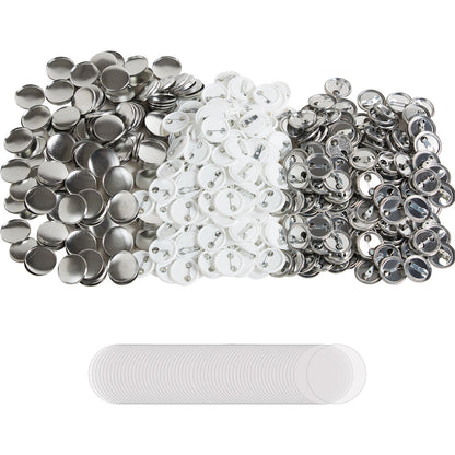 500 Sets mit 25 mm (1 Zoll) großen Anstecknadeln, DIY-Rundbutton-Teilen, Set beinhaltet Metallkappe, Kunststoff-/Metallknopf, Klarsichtfolie und Blankopapier für Geschenke, Maschine nicht enthalten