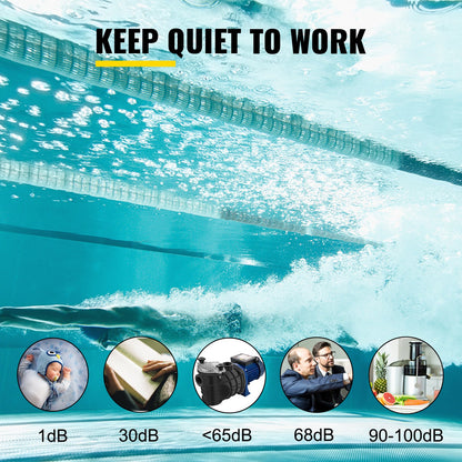 750 W(1 HP) Pool Pump, 15000 L/h 750W Pool Pump In/Ground Swimming Pool Pump with Strainer Basket Pool Pump Motor for Clean Swimming Pool Water 50 mm(1.97") Inlet/Outlet pool filter pump with 2 Fitting Hoses