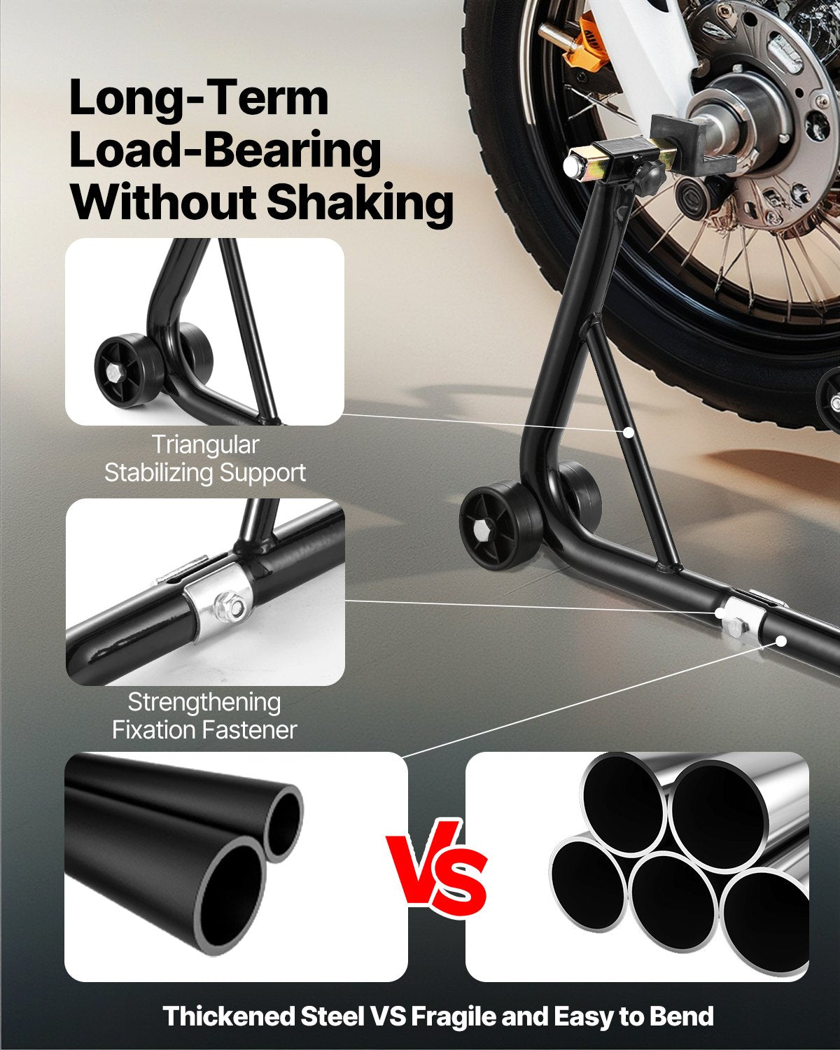 Motorcycle Stand Lift, 1100lbs Capacity Front Rear Combo Stand Lift, Front Wheel Dual-Fork Stand, Rear U+L Fork Swingarm Spool Stand, for Most Yamaha Honda Kawasaki Suzuki Motorcycles, Black