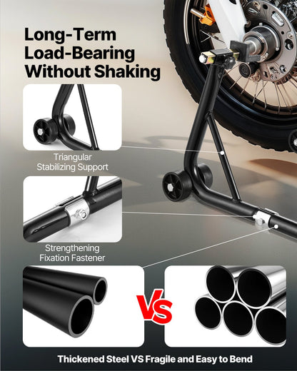 Motorcycle Stand Lift, 1100lbs Capacity Front Rear Combo Stand Lift, Front Wheel Dual-Fork Stand, Rear U+L Fork Swingarm Spool Stand, for Most Yamaha Honda Kawasaki Suzuki Motorcycles, Black