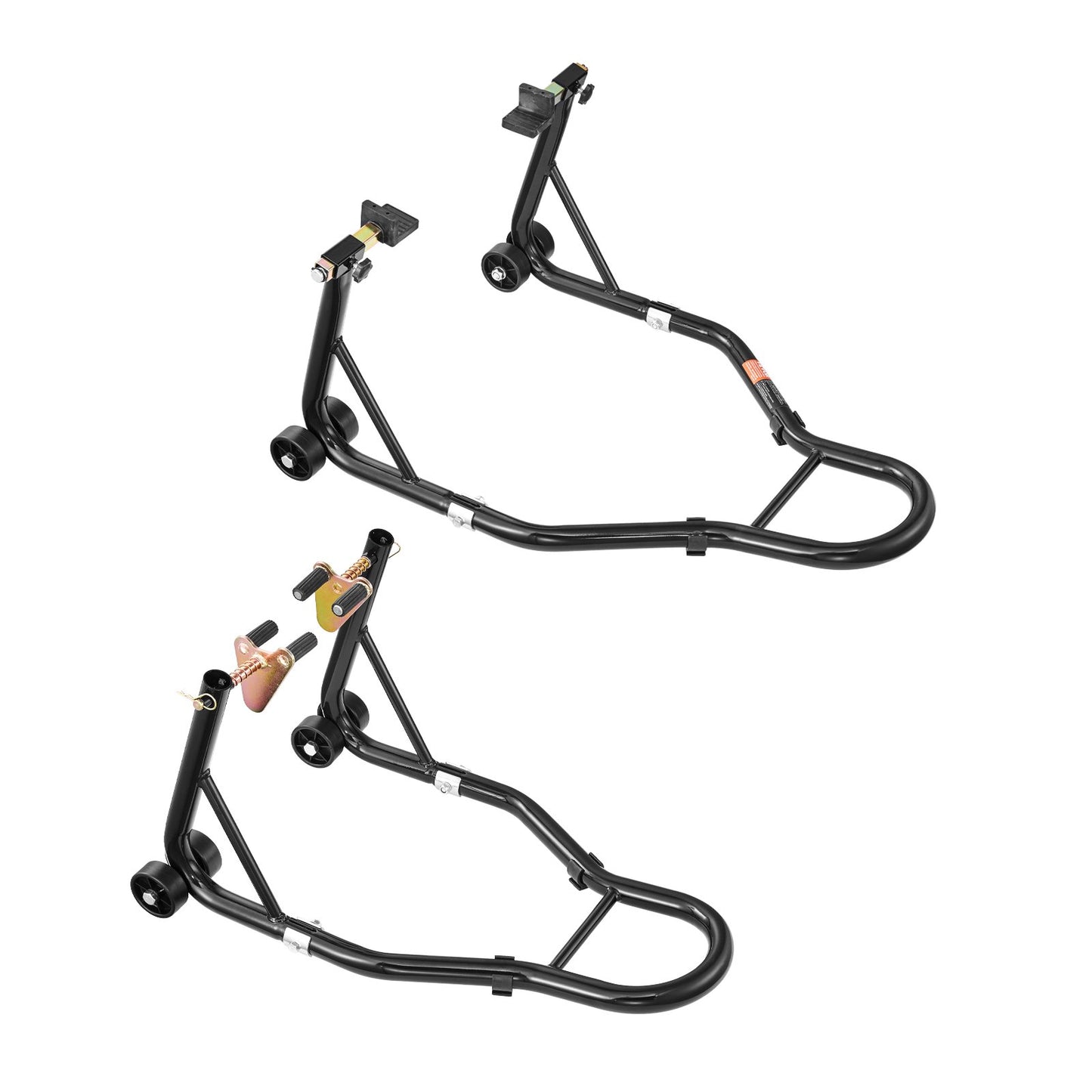 Motorcycle Stand Lift, 1100lbs Capacity Front Rear Combo Stand Lift, Front Wheel Dual-Fork Stand, Rear U+L Fork Swingarm Spool Stand, for Most Yamaha Honda Kawasaki Suzuki Motorcycles, Black