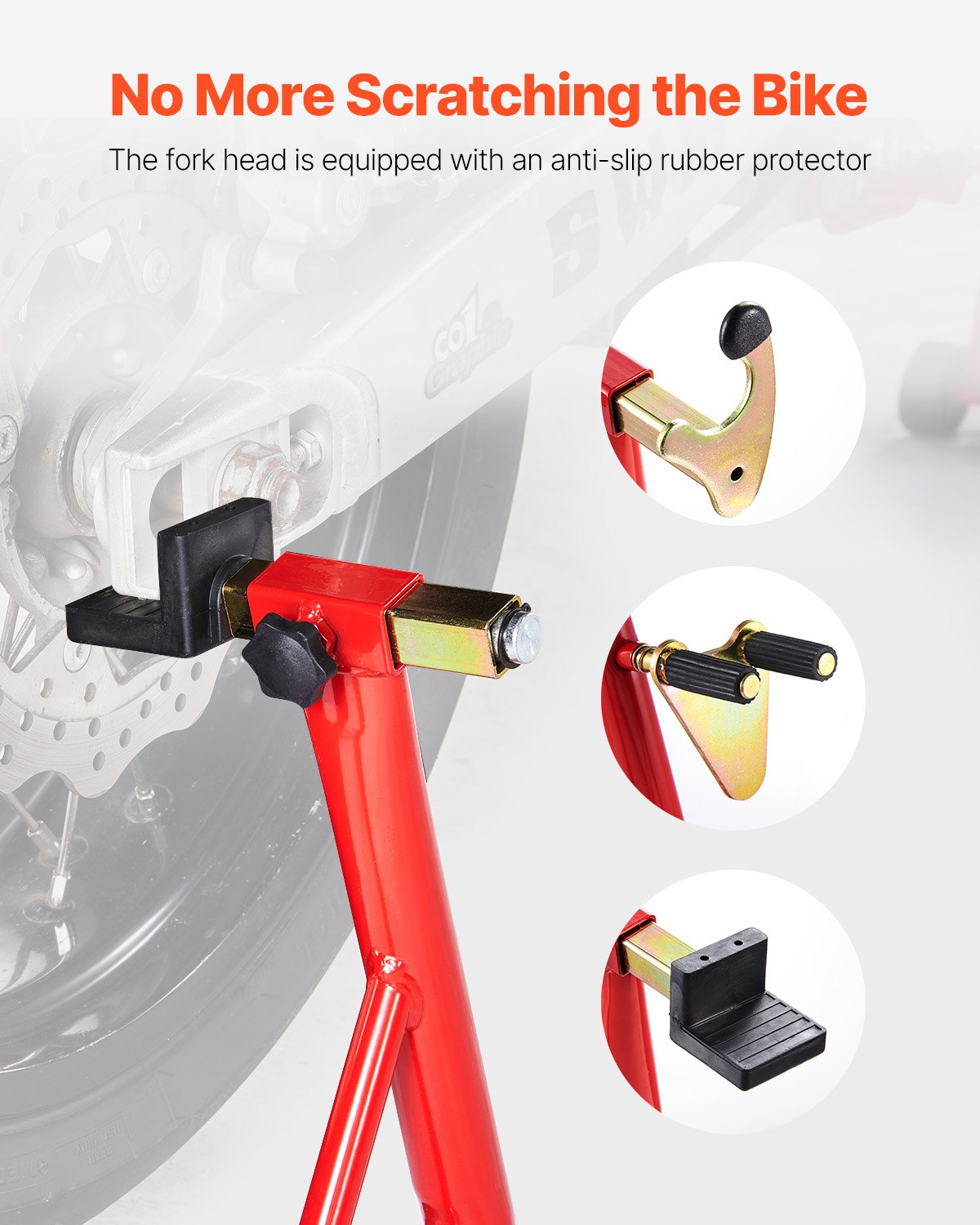 Motorcycle Stand Lift, 850lbs Capacity Front Rear Combo Stand Lift, Front Wheel Dual-Fork Stand, Rear U+L Fork Swingarm Spool Stand, for Most Yamaha Honda Kawasaki Suzuki Motorcycles, Red