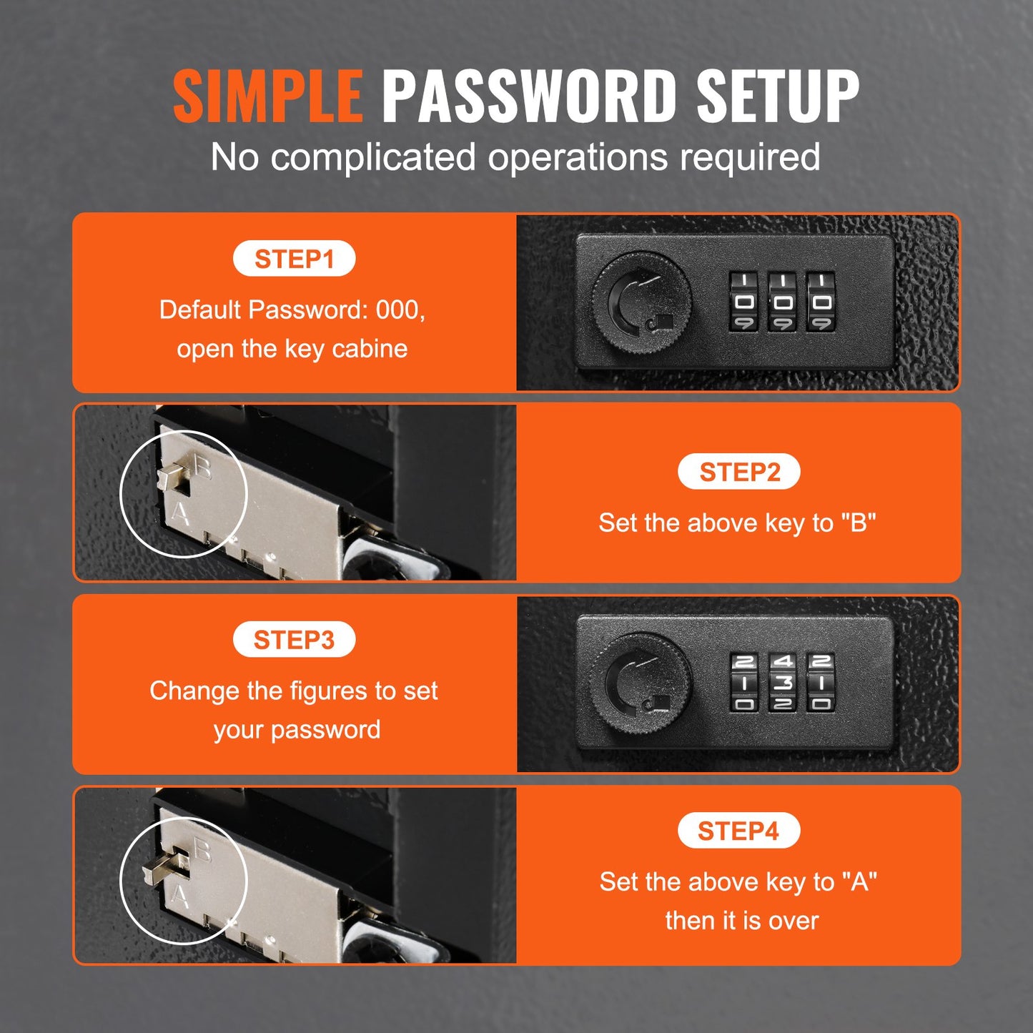 48-Key Cabinet, Key Safe with Combination & Key Lock, Digital Security Storage Box Steel Key Organizer with Adjustable Racks, 48 pcs Colorful Key Tags and A Record Card for School, Office, Hotel