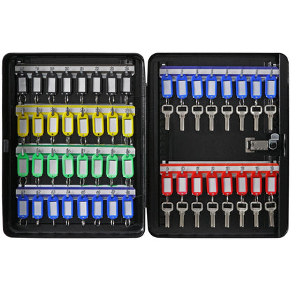 48-Key Cabinet, Key Safe with Combination & Key Lock, Digital Security Storage Box Steel Key Organizer with Adjustable Racks, 48 pcs Colorful Key Tags and A Record Card for School, Office, Hotel
