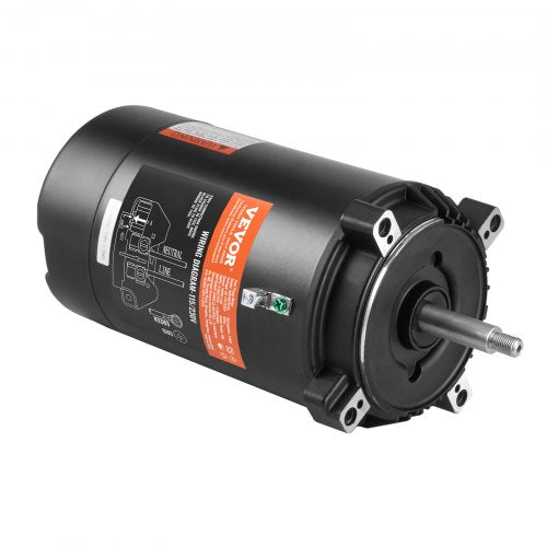 1 HP Pool Pump Motor, 56J Frame, 115V(9.8 Amps)/230V(4.9 Amps) 3450 RPM, 60Hz, 1.4 Service Factor, 90μF/250V Capacitor, CCW Rotation Round Flange Replacement Motor