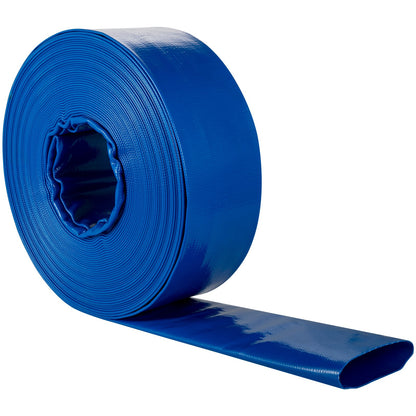 Discharge Hose, 3.81 x 3200.4 cm, PVC Fabric Lay Flat Hose, Heavy Duty Backwash Drain Hose with Clamps, Weather-proof & Burst-proof, Ideal for Swimming Pool & Water Transfer, Blue