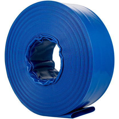 Discharge Hose, 3.81 x 3200.4 cm, PVC Fabric Lay Flat Hose, Heavy Duty Backwash Drain Hose with Clamps, Weather-proof & Burst-proof, Ideal for Swimming Pool & Water Transfer, Blue
