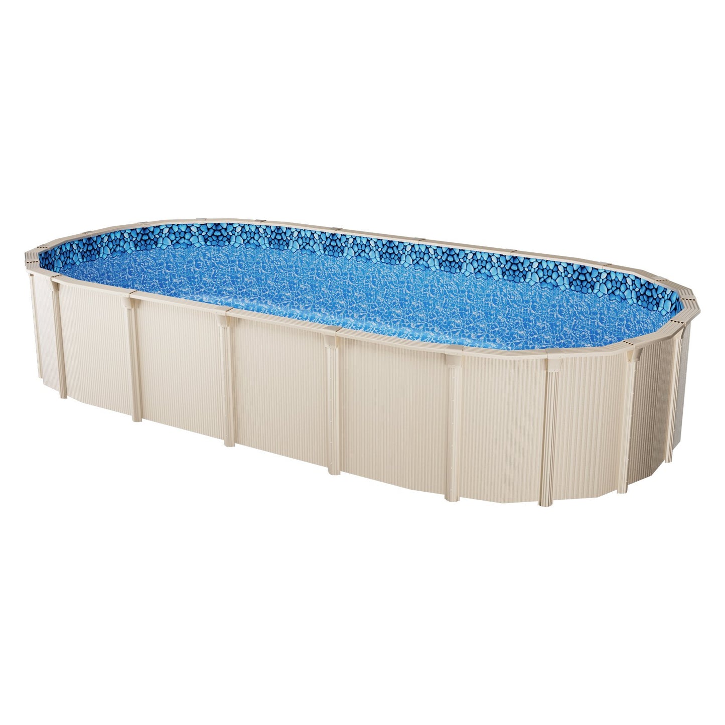 Ovale Poolfolie 12 x 24 Fuß, Überlappungs-Poolfolie für Aufstellpools, 48 ​​bis 54 Zoll Wandhöhe, strapazierfähige Poolfolie, Standard-Vinylstärke, für Aufstellpools mit Stahlwänden