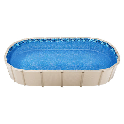 Ovale Poolfolie 12 x 24 Fuß, Überlappungs-Poolfolie für Aufstellpools, 48 ​​bis 54 Zoll Wandhöhe, strapazierfähige Poolfolie, Standard-Vinylstärke, für Aufstellpools mit Stahlwänden
