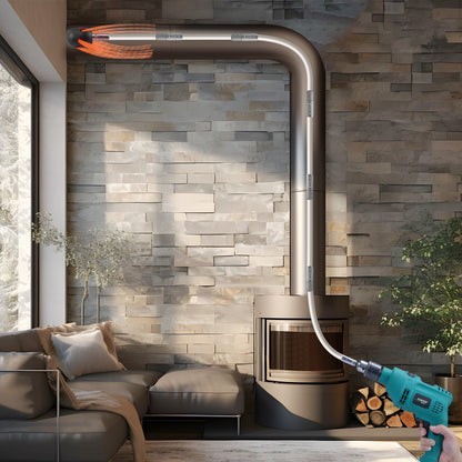 8 m Schornsteinreinigungsset mit 8 verstärkten, flexiblen Nylonstäben, ergonomischer Schornsteinreinigungsbürste, 360°-Schornsteinbürste, umfangreiches Zubehör für Kaminabzüge im Haushalt. Passend für die meisten Rohre.