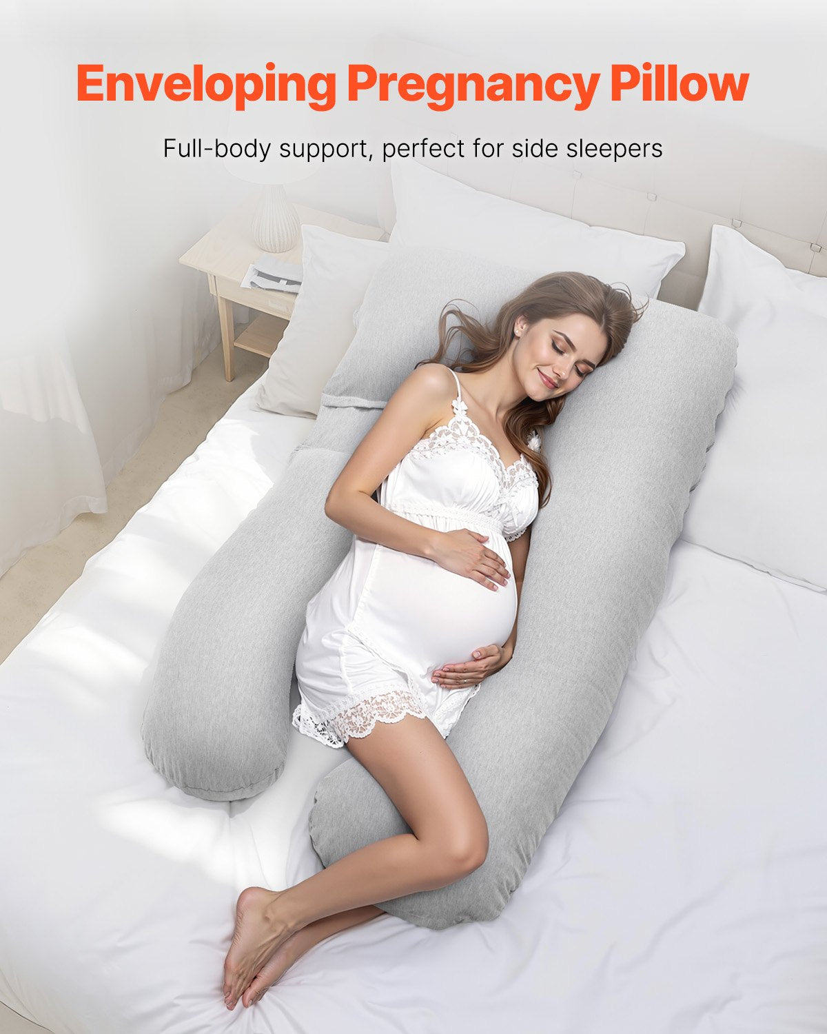 Pregnancy Pillow, U-Shaped Full Body Maternity Pillow for Pregnant Women, Soft and Breathable Pregnant Support Pillows with Removable & Washable Cover, Perfect for Back, Belly, Hip, Legs Relief