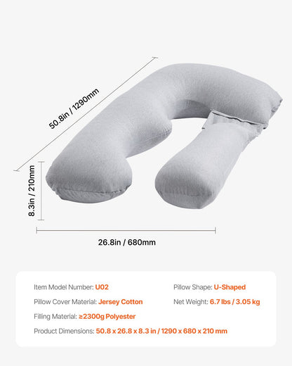 Pregnancy Pillow, U-Shaped Full Body Maternity Pillow for Pregnant Women, Soft and Breathable Pregnant Support Pillows with Removable & Washable Cover, Perfect for Back, Belly, Hip, Legs Relief