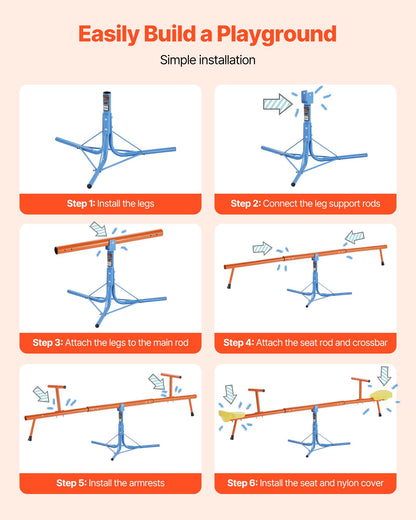 Kids Seesaw, 45.4 kg Load Capacity per Seat, Sit and Spin Teeter Totter with 3-prong Support Legs, Kids Outdoor Playground Equipment, Swiveling 360 Degrees Rotating for Children Aged 3+