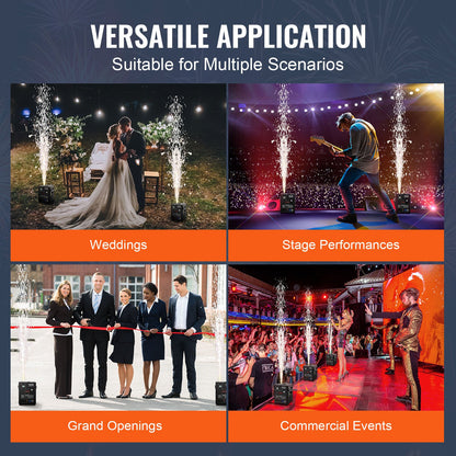 Cold Spark Machine, 2 Pack 500W Output Fireworks Controllers, 6.6-13ft Adjustable Height, with Advanced DMX System,LED Screen,Portable Handle, Aluminum Alloy for Stage DJ Wedding Event,Party