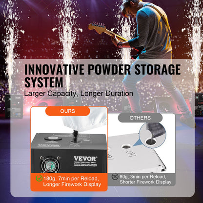 Cold Spark Machine, 4 Pack 500W Output Fireworks Controllers, 6.6-13ft Adjustable Height, with Advanced DMX System,LED Screen,Portable Handle, Aluminum Alloy for Stage DJ Wedding Event,Party