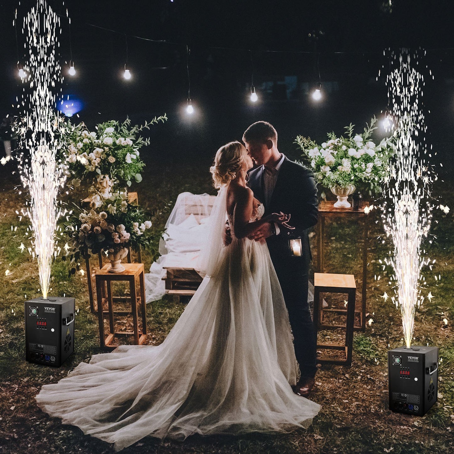 Cold Spark Machine, 700W Output Fireworks Controller, 6.6-16.4ft Adjustable Height, with Advanced DMX System,LED Screen,Portable Handle,HeavyDuty Aluminum Alloy for Stage DJ Wedding Event,Party