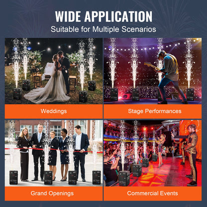 Cold Spark Machine, 4 Pack 700W Output Fireworks Controllers, 6.6-16.4ft Adjustable Height, with Advanced DMX System,LED Screen,Portable Handle, Aluminum Alloy for Stage DJ Wedding Event,Party