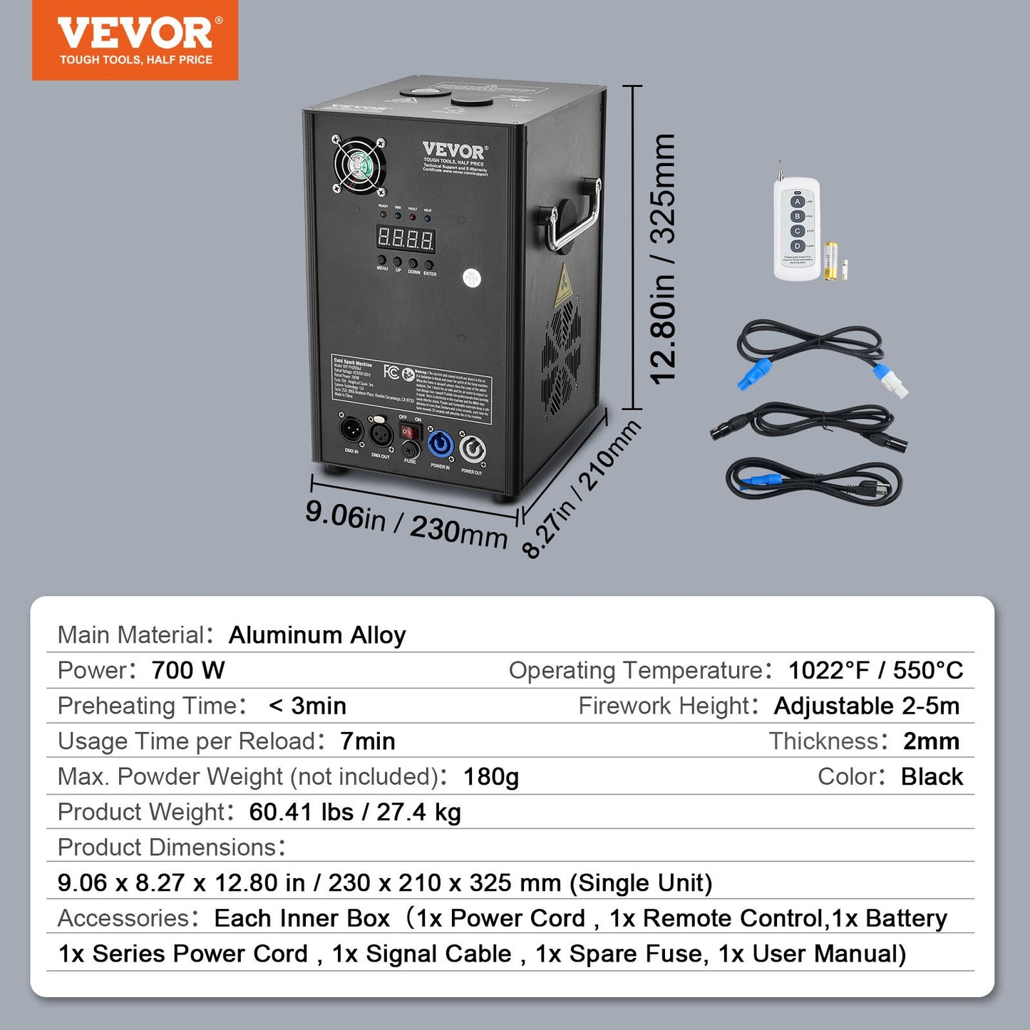 Cold Spark Machine, 4 Pack 700W Output Fireworks Controllers, 6.6-16.4ft Adjustable Height, with Advanced DMX System,LED Screen,Portable Handle, Aluminum Alloy for Stage DJ Wedding Event,Party