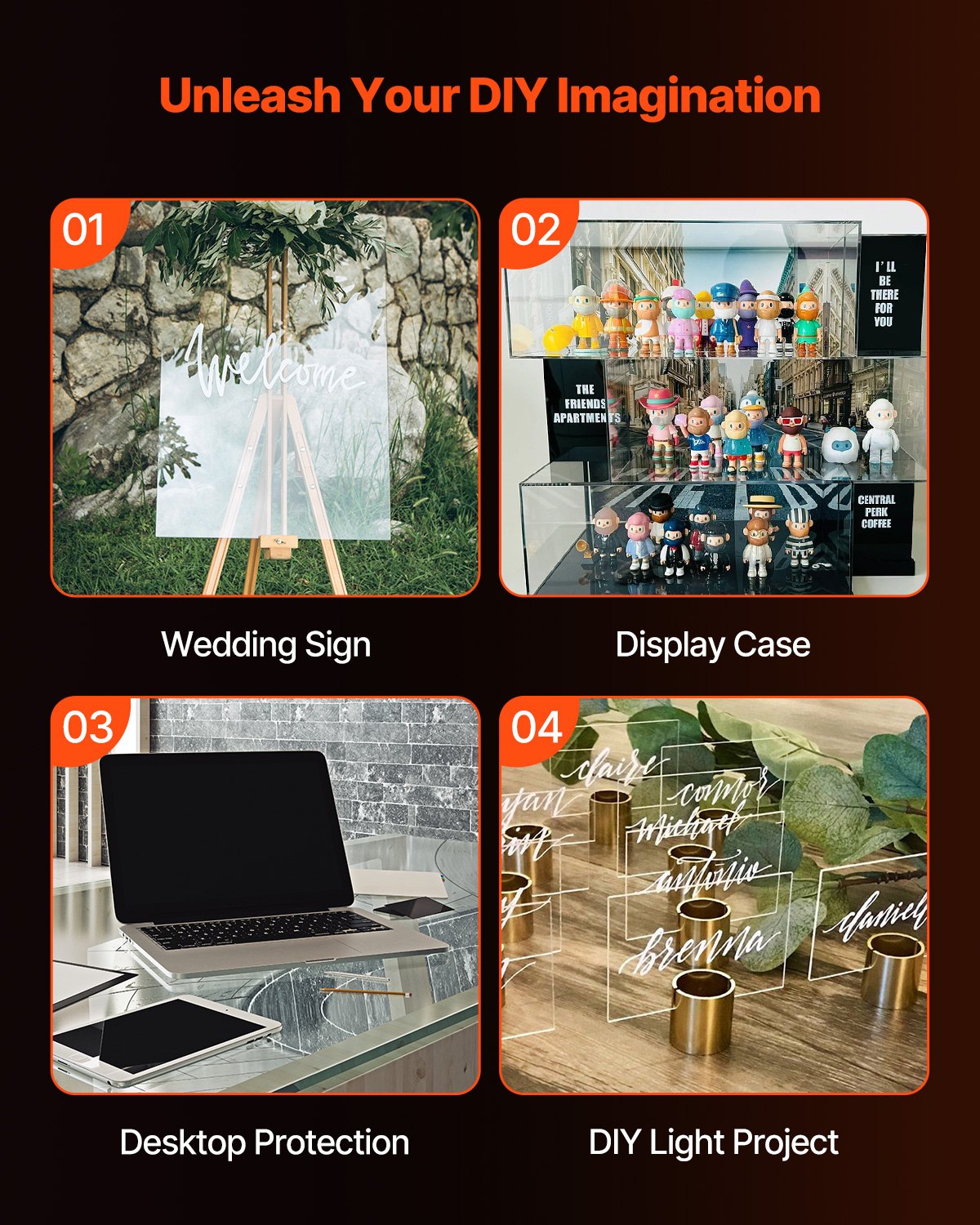 Plexiglass Acrylic Sheet, 2-Pack Plastic Sheets, 24 x 36 Inch 1/4 Inch Thick Clear Plastic Cast Transparent Glass for Crafting Projects, Replacement Picture Frame Glass, DIY Display, Easy to Cut