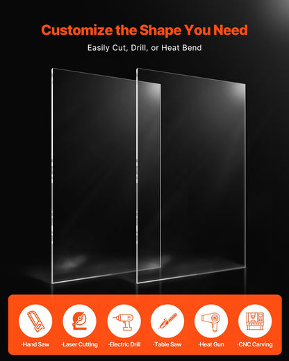 Plexiglass Acrylic Sheets, 2-Pack Plastic Sheet, 24 x 48 Inch 1/8 Inch Thick Clear Plastic Cast Transparent Glass for Crafting Projects, Replacement Picture Frame Glass, DIY Display, Easy to Cut