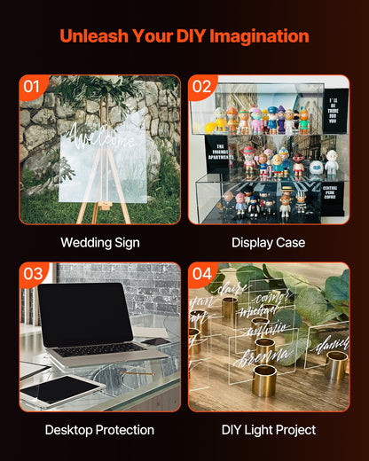 Plexiglass Acrylic Sheets, 2-Pack Plastic Sheet, 24 x 48 Inch 1/8 Inch Thick Clear Plastic Cast Transparent Glass for Crafting Projects, Replacement Picture Frame Glass, DIY Display, Easy to Cut