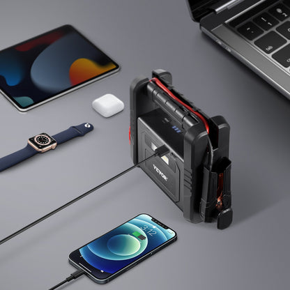 Jump Starter, 4000A Peak, Car Battery Starter Power Pack, Portable Battery Booster with Jumper Cables, LED Light, 88.8Wh Lithium Jump Box for All Gas/up to 10L Diesel Engines