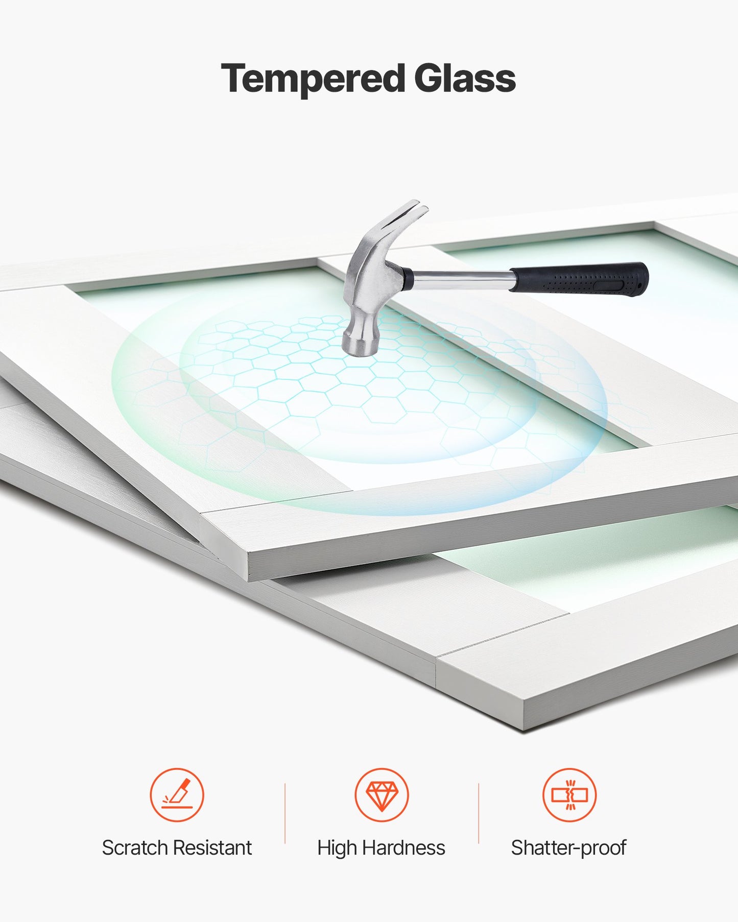 Sliding Closet Door, 1219mm (Double 635mm) x 2032 mm, 5-Lite Frosted Glass Bypass Sliding Doors with Hardware Kit, Solid Wood & MDF Slab with Waterproof PVC Surface for Closets Bedrooms