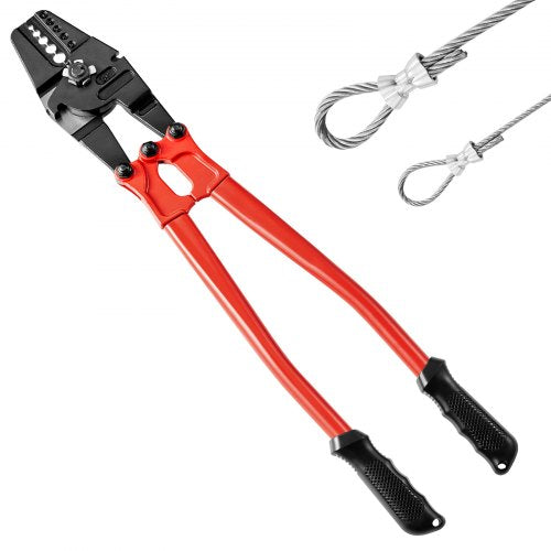 24 Inch Hand Swager Crimper 5 Cavity 1/16 to 3/16inch Swaging Tool for Copper Aluminum Oval Sleeves and Stop Sleeves Wire Rope Crimping Tool Propress Swage Tool Long Handle Labor Save