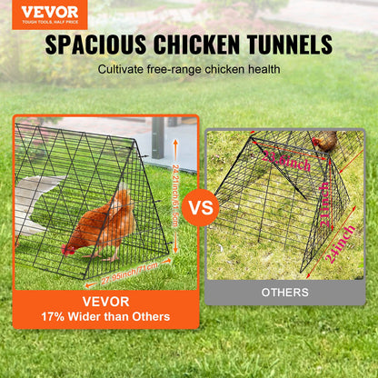 Chicken Tunnels, 287 x 78.7 x 24.2 inch(LxWxH) Chicken Tunnels for Yard, Portable Chicken Tunnels for Outside with Corner Frames, 2 Sets, Suitable for Chickens, Ducks, Rabbits