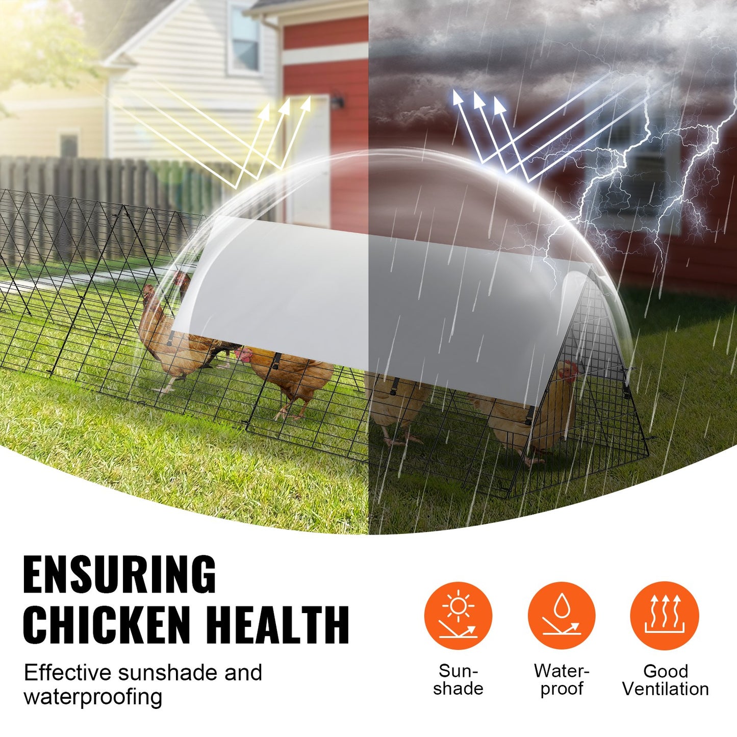 Chicken Tunnels, 287 x 78.7 x 24.2 inch(LxWxH) Chicken Tunnels for Yard, Portable Chicken Tunnels for Outside with Corner Frames, 2 Sets, Suitable for Chickens, Ducks, Rabbits