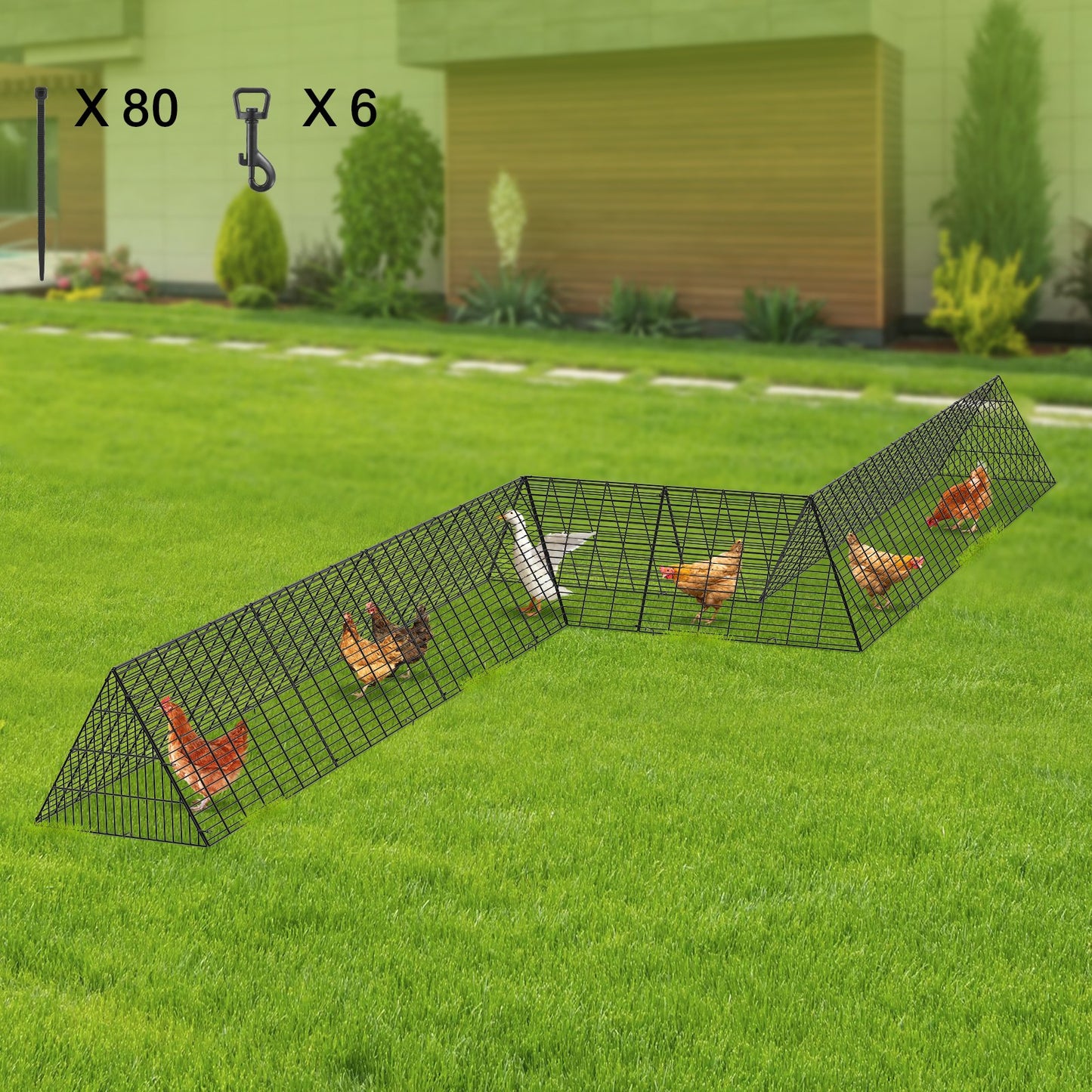 Chicken Tunnels, 287 x 78.7 x 24.2 inch(LxWxH) Chicken Tunnels for Yard, Portable Chicken Tunnels for Outside with Corner Frames, 2 Sets, Suitable for Chickens, Ducks, Rabbits