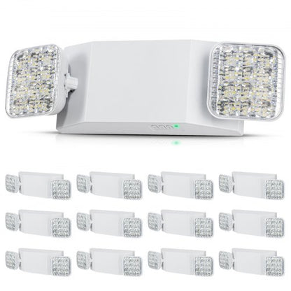 12er-Pack gewerbliche Notleuchten, 3 W, weiße LED-Notausgangsleuchten mit 180 Minuten Notstromversorgung, verstellbarer 2-LED-Quadratkopf, Decken- oder Wandmontage für Stromausfälle in Unternehmen