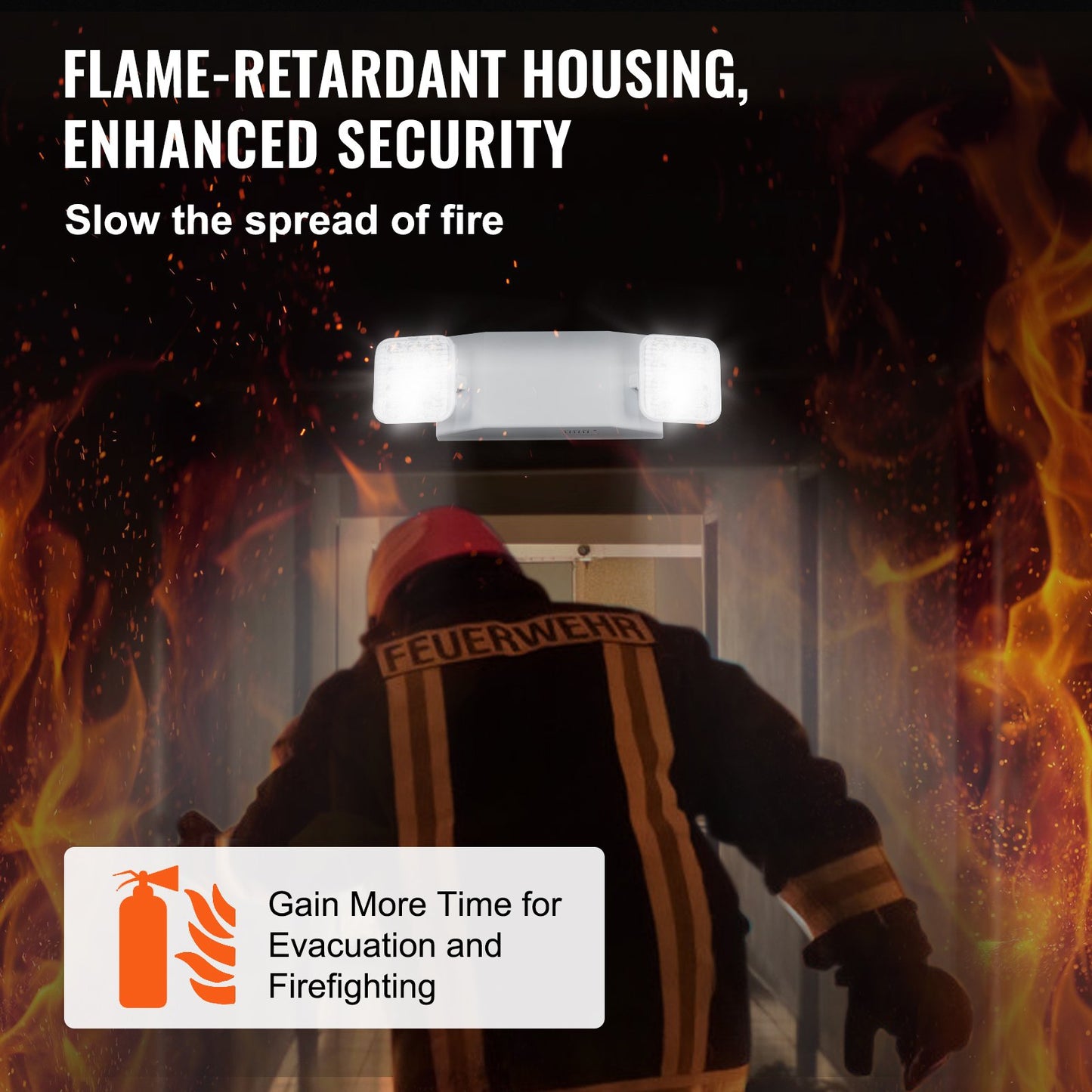 12er-Pack gewerbliche Notleuchten, 3 W, weiße LED-Notausgangsleuchten mit 180 Minuten Notstromversorgung, verstellbarer 2-LED-Quadratkopf, Decken- oder Wandmontage für Stromausfälle in Unternehmen