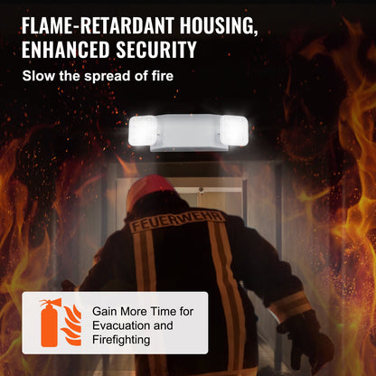 12er-Pack gewerbliche Notleuchten, 3 W, weiße LED-Notausgangsleuchten mit 180 Minuten Notstromversorgung, verstellbarer 2-LED-Quadratkopf, Decken- oder Wandmontage für Stromausfälle in Unternehmen