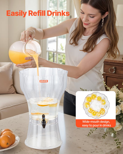 Getränkespender, 13-Liter-Getränkespender für Partys, Saftspender aus Kunststoff mit tropffreiem Zapfhahn, Spender für Eistee, Limonade, Saft und Wasser, für Restaurants, Hotels und Partys