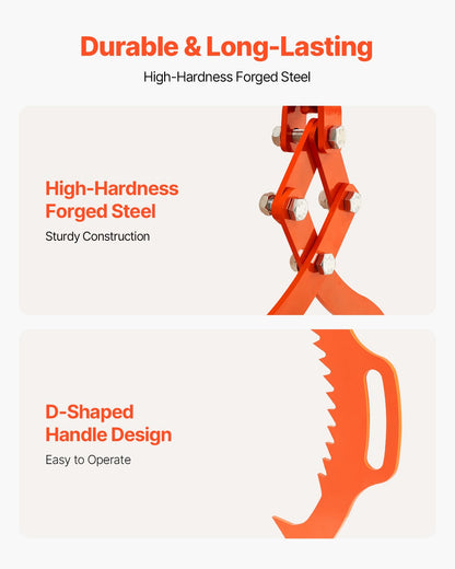 28in Log Lifting Tongs, 2-Claw Log Tongs, Heavy Duty Steel Log Grapple, 1100LBS Lifting Capacity, Swivel Log Graper Timber, Eagle Claw Design, Log Skidding Tongs for Trucks, Tractors, Forklifts