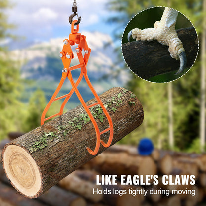 Timber Claw Hook, 36 inch 4 Claw Log Grapple for Logging Tongs, Swivel Steel Log Lifting Tongs, Eagle Claws Design with 3307 lbs/1500 kg Loading Capacity for Tractors, ATVs, Trucks, Forklifts