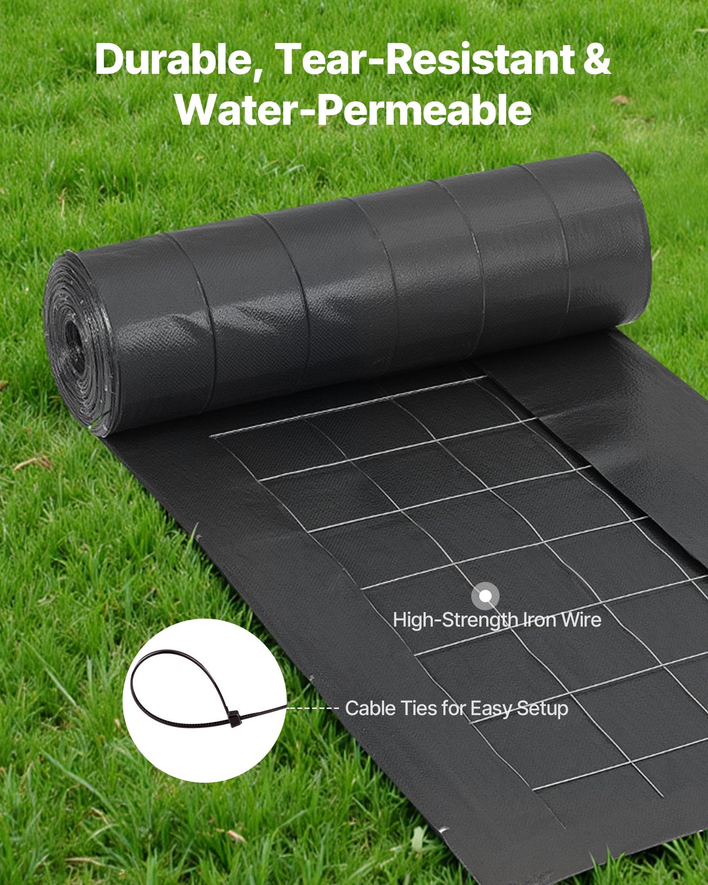 Silt Fence Fabric Rolls, 0.6×30.5 m Backed Wire Silt Fence, Erosion Control Fencing for Sediment Retention, Industrial Grade Temporary Tough Polypropylene Fabric for Construction Job Sites