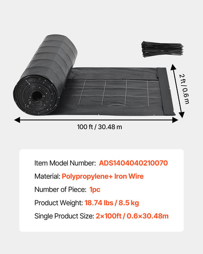 Silt Fence Fabric Rolls, 0.6×30.5 m Backed Wire Silt Fence, Erosion Control Fencing for Sediment Retention, Industrial Grade Temporary Tough Polypropylene Fabric for Construction Job Sites