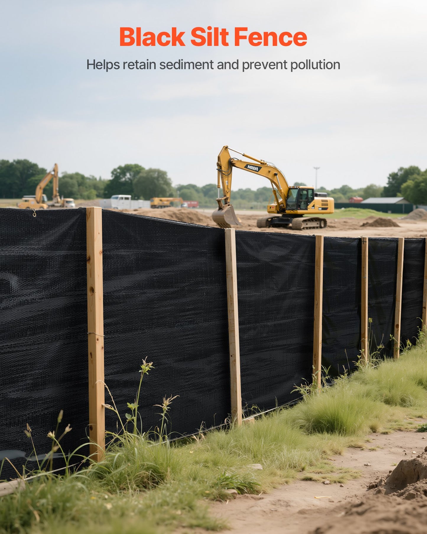 Silt Fence Fabric Roll, 0.91 x 152.4 m Erosion Control Fencing, Industrial Grade Tough Polypropylene Fabrics for Sediment Retention, Temporary Fabric for Construction Job Sites