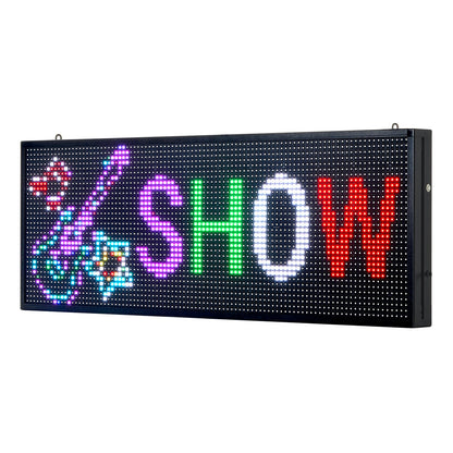 Programmable LED Sign, P10 Full Color Flexible Digital Scrolling Panel, DIY Custom Text Pattern GIF Display Board, Bluetooth APP Control Message Shop Sign for Store Business Advertising, 40x14 in