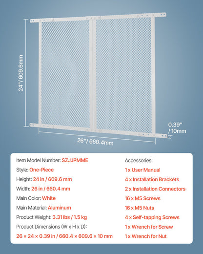 RV Screen Door Protector, 660.4 x 609.6 mm Door Grille, Easy to Install and Disassemble, Reinforced Breathable Protective Mesh, Aluminum Alloy Camper RV Entry Protector for Pet Protection, White