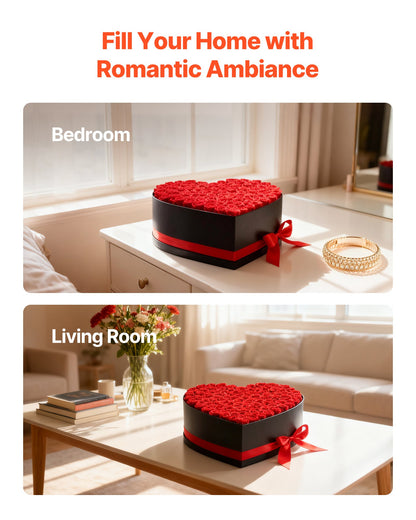 Ewige Blumen, 100 konservierte Rosen in einer herzförmigen Schachtel, Unvergänglicher Blumenstrauß, Geburtstagsgeschenk für Frauen, Ehefrauen, Mütter, Jahrestag, Valentinstag, Weihnachten, Rot