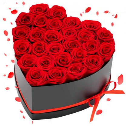 Forever Flowers, 27 Preserved Roses in a Heart Shape Box, Eternal Flowers Immortal Bouquet Birthday Present for Delivery Prime Women Her Wife Mothers, Anniversary, Valentine's Day,Christmas, Red