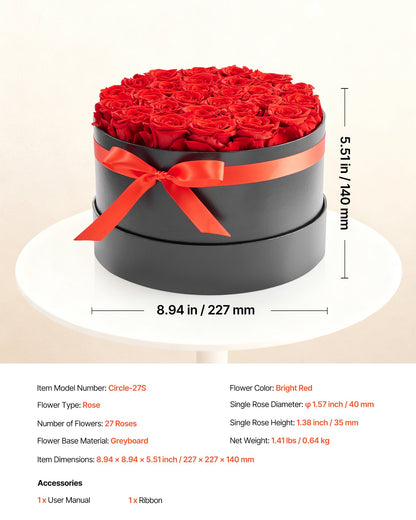 Forever Flowers, 27 Preserved Roses in a Box, Eternal Flowers Immortal Bouquet Birthday Present for Delivery Prime Women Her Wife Mothers, Anniversary, Valentine's Day,Christmas, Red