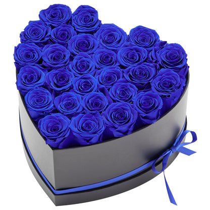 Forever Flowers, 27 Preserved Roses in a Heart Shape Box, Eternal Flowers Immortal Bouquet Birthday Present for Women Her Wife Mothers, Anniversary, Valentine's Day,Christmas, Royal Blue