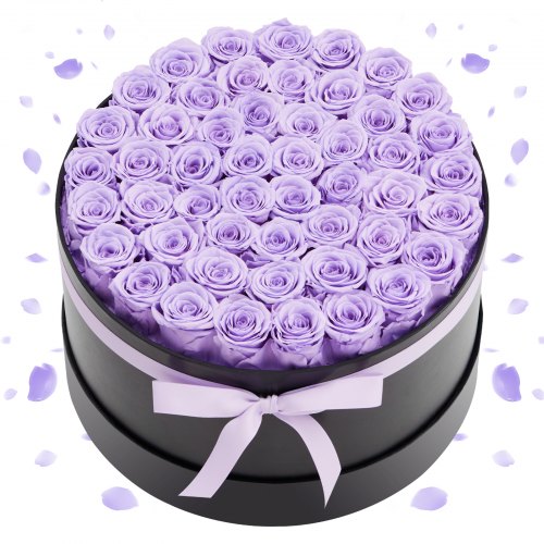 Ewige Blumen, 50 konservierte Rosen in einer Box, Unsterblicher Blumenstrauß, Geburtstagsgeschenk für Frauen, Ehefrauen, Mütter, Jahrestag, Valentinstag, Weihnachten, Lavendel-Lila