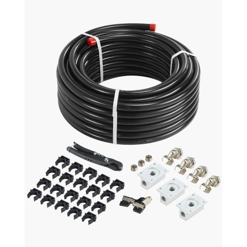 Air Compressor Line Kit, 100FT x 3/4", HDPE-Aluminum Compressed Air Piping System, Leak-Proof, Pressure-Resistant & Easy-to-Install, Compressed Air Line Tubing Kit for Garages Workshops, Black